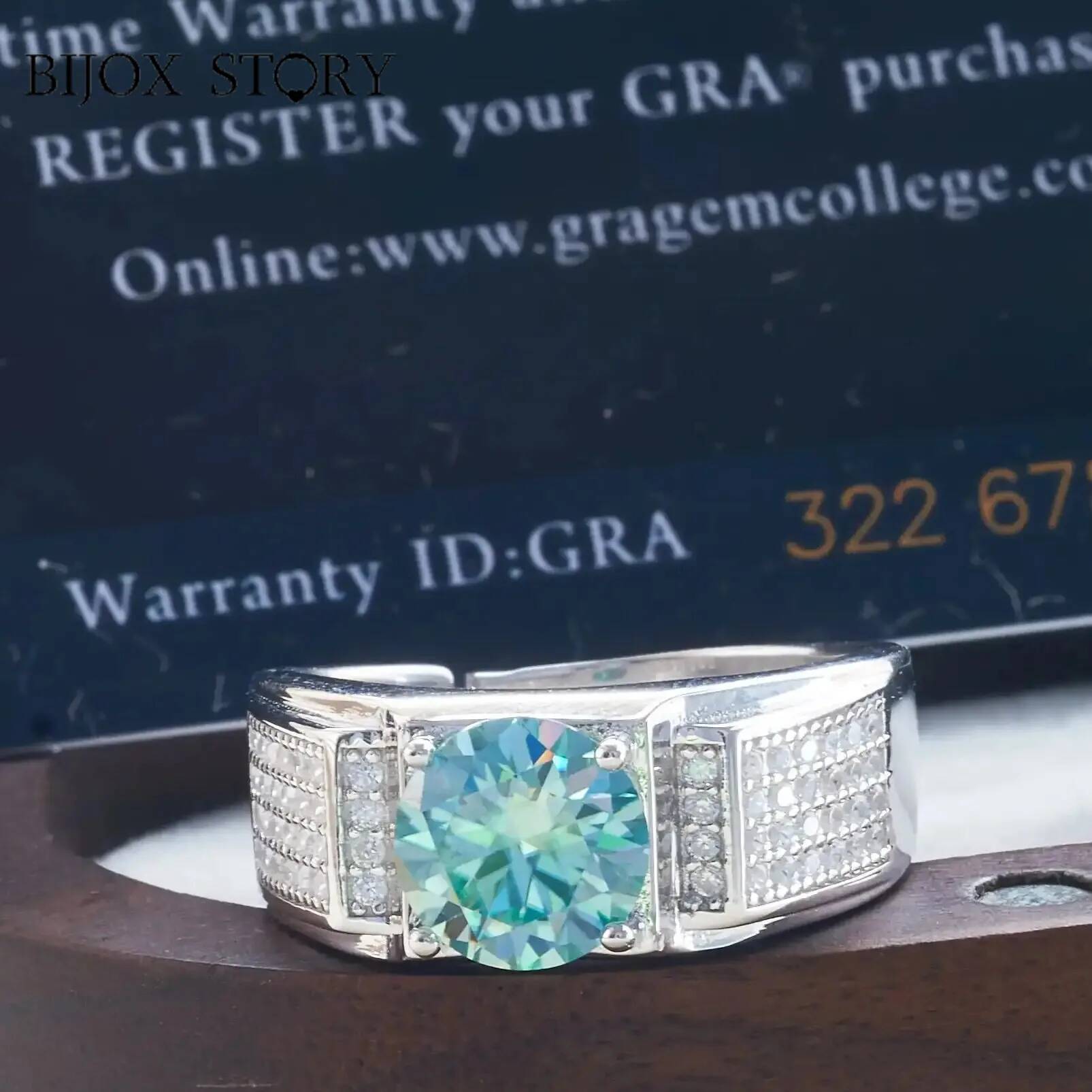 Moissanite Engagement Ring 1 Carat - 1 karat doğal mavi renk moissanite