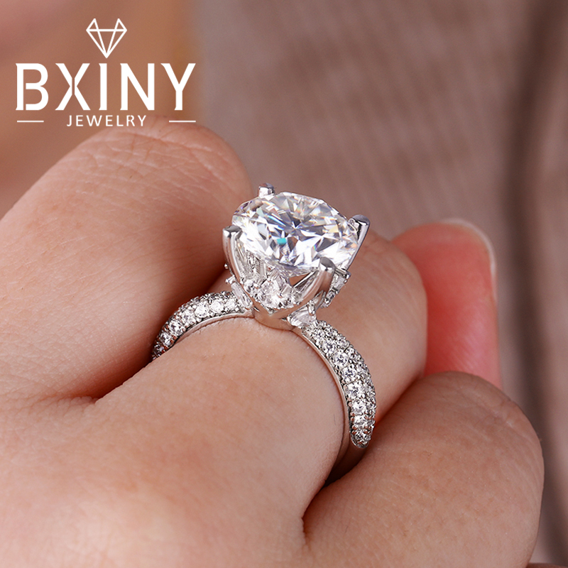 Moissanite Engagement Ring 1 Carat - BXINY D Renk 5CT Mozanit Yüzükler