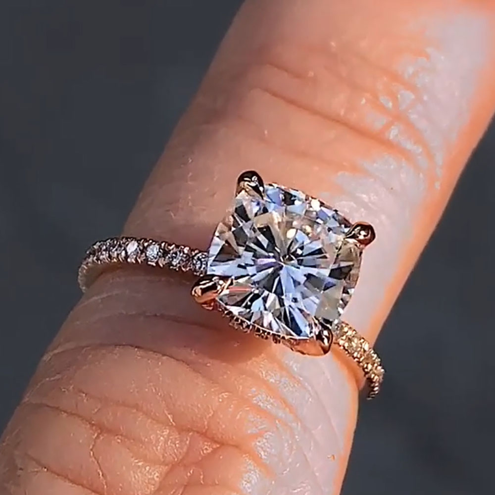 Moissanite Engagement Ring 1 Carat - Özel Tasarım 14 Ayar Gül Altın