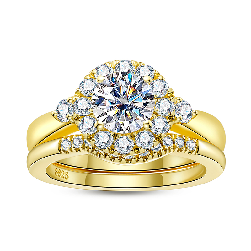 Moissanite Engagement Ring 1 Carat - Kadınlar İçin Nişan Yüzüğü Seti 925
