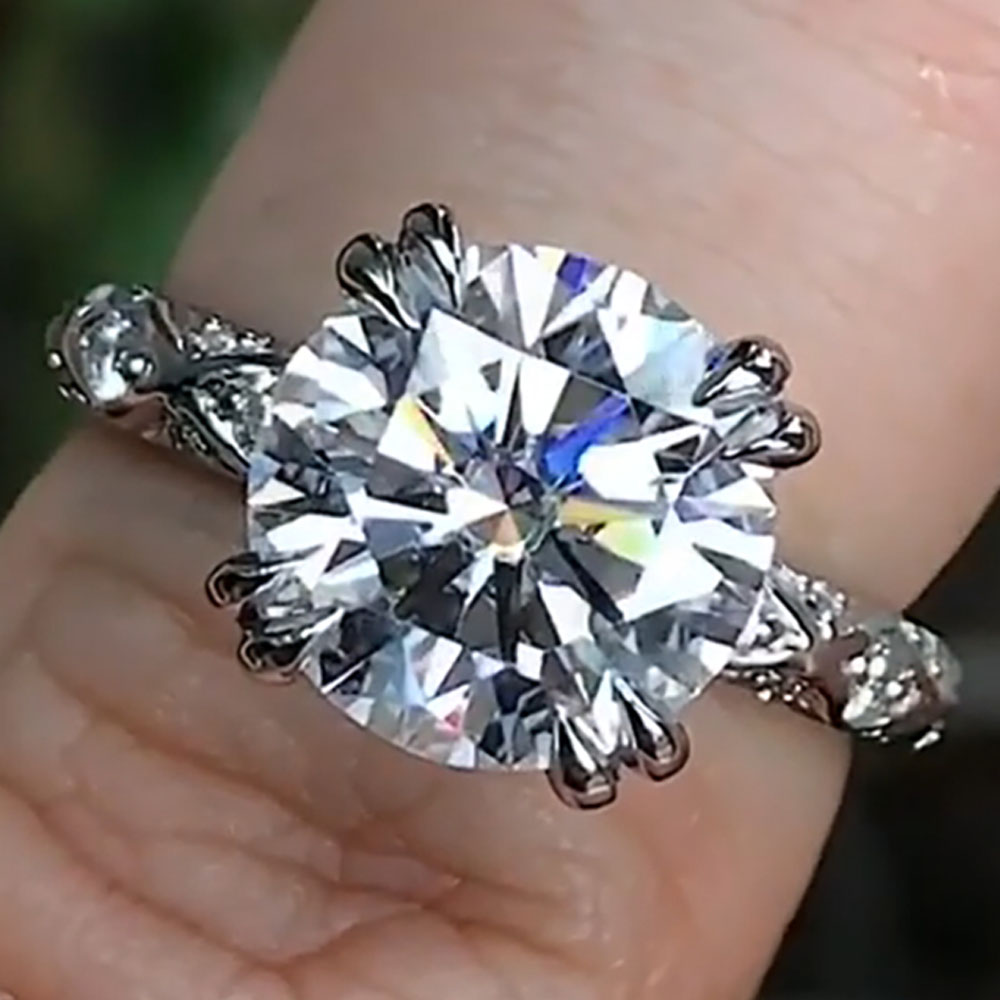 Moissanite Engagement Ring 1 Carat - Özel Gerçek Platin PT950 Kadın Düğün