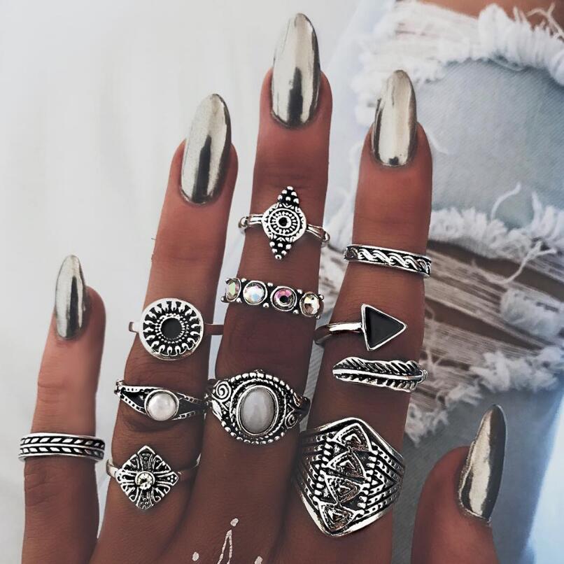 Vintage Punk Knuckle Rings Set - Meyfflin Vintage Knuckle yüzük seti kadınlar