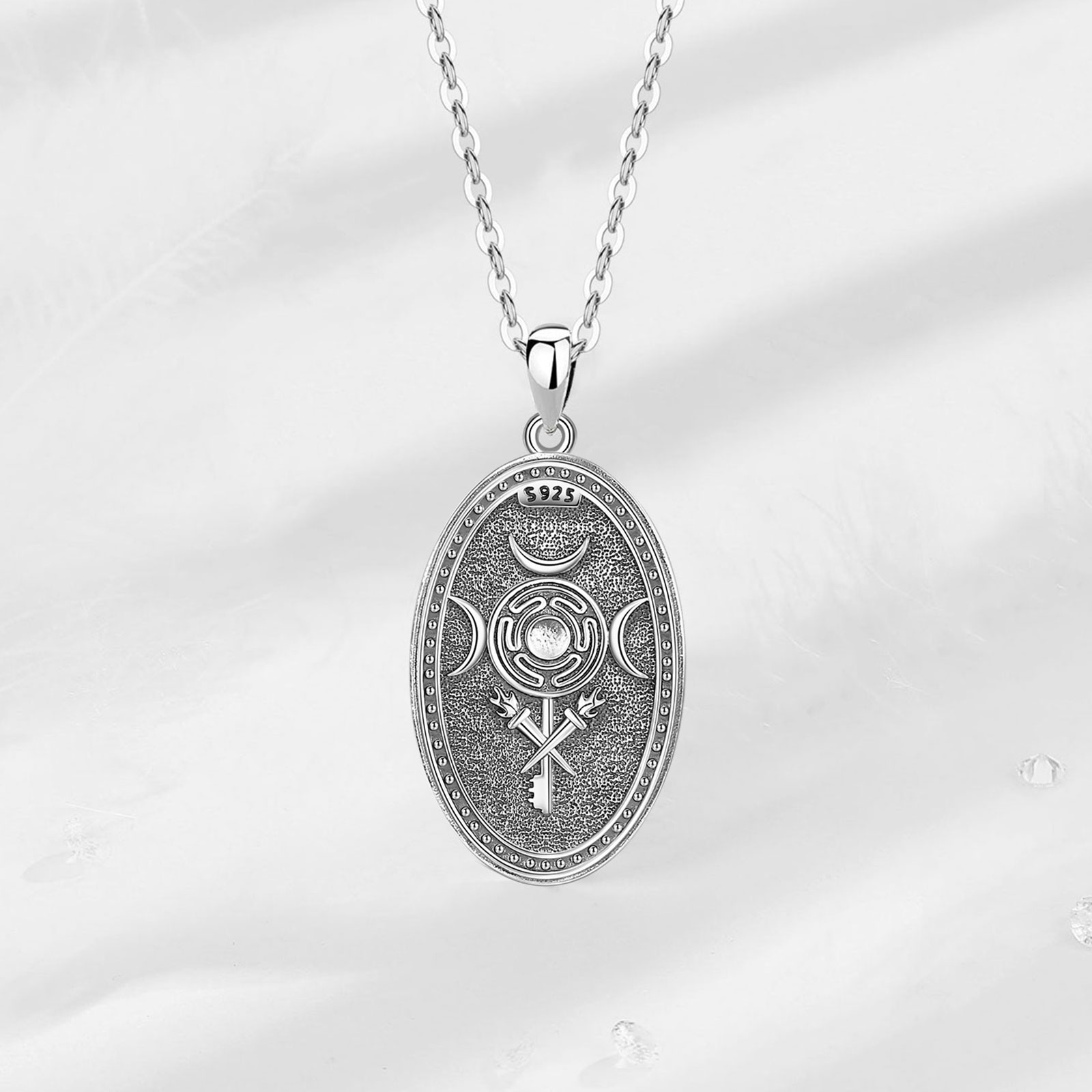 Eudora 925 Ayar Gümüş Üçlü Ay  - 925 Sterling Silver Chain Necklace Men incelemesi ve fiyatı
