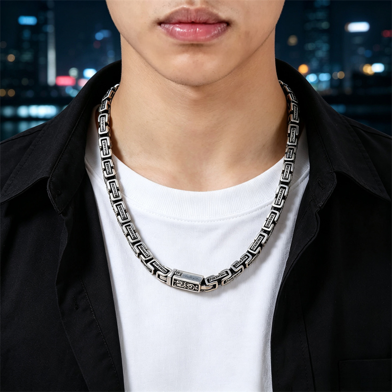 OUYADI 925 Ayar Gümüş Retro Ta - 925 Sterling Silver Chain Necklace Men incelemesi ve fiyatı