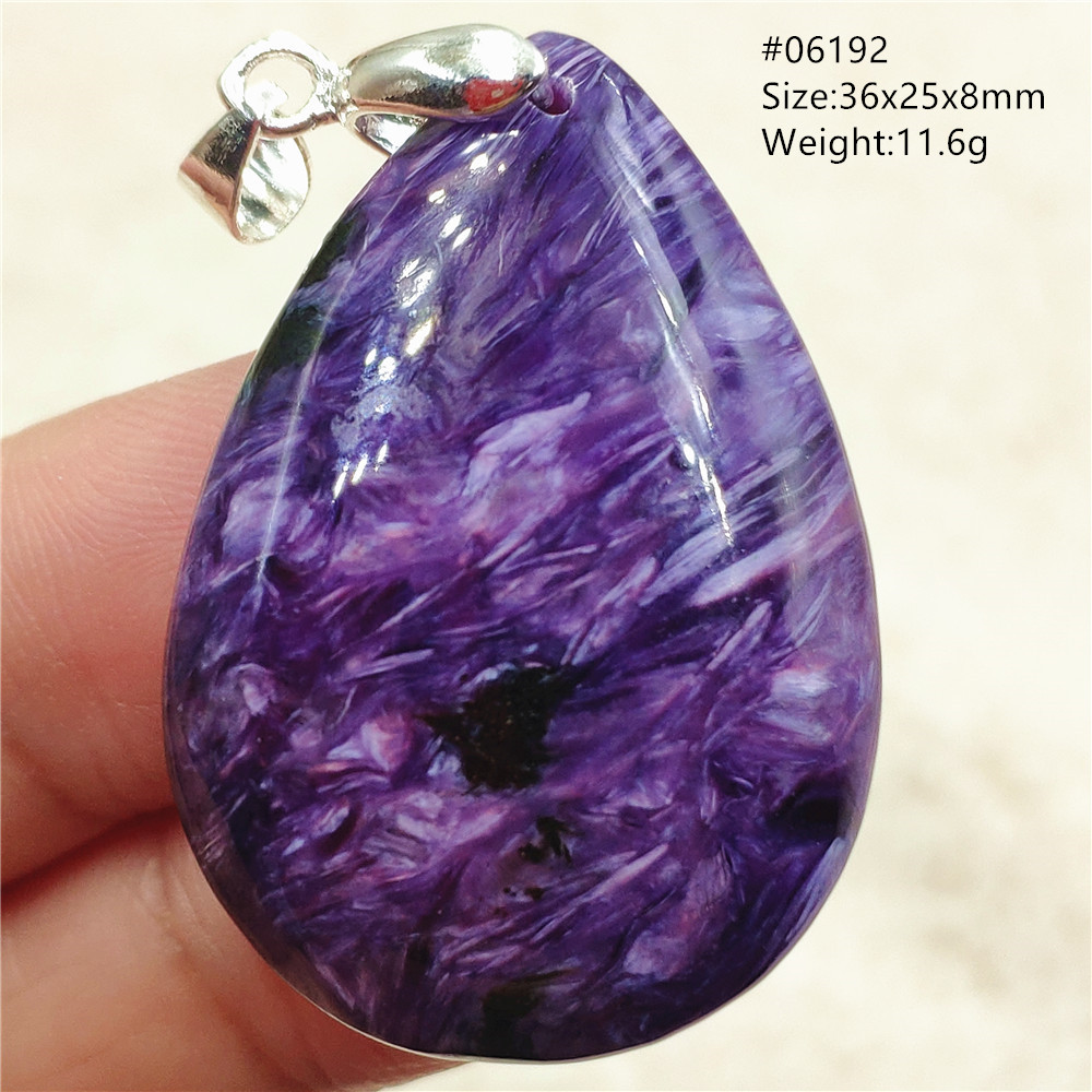 Doğal Mor Charoite Su Damlası  - 925 Sterling Silver Chain Necklace Men incelemesi ve fiyatı