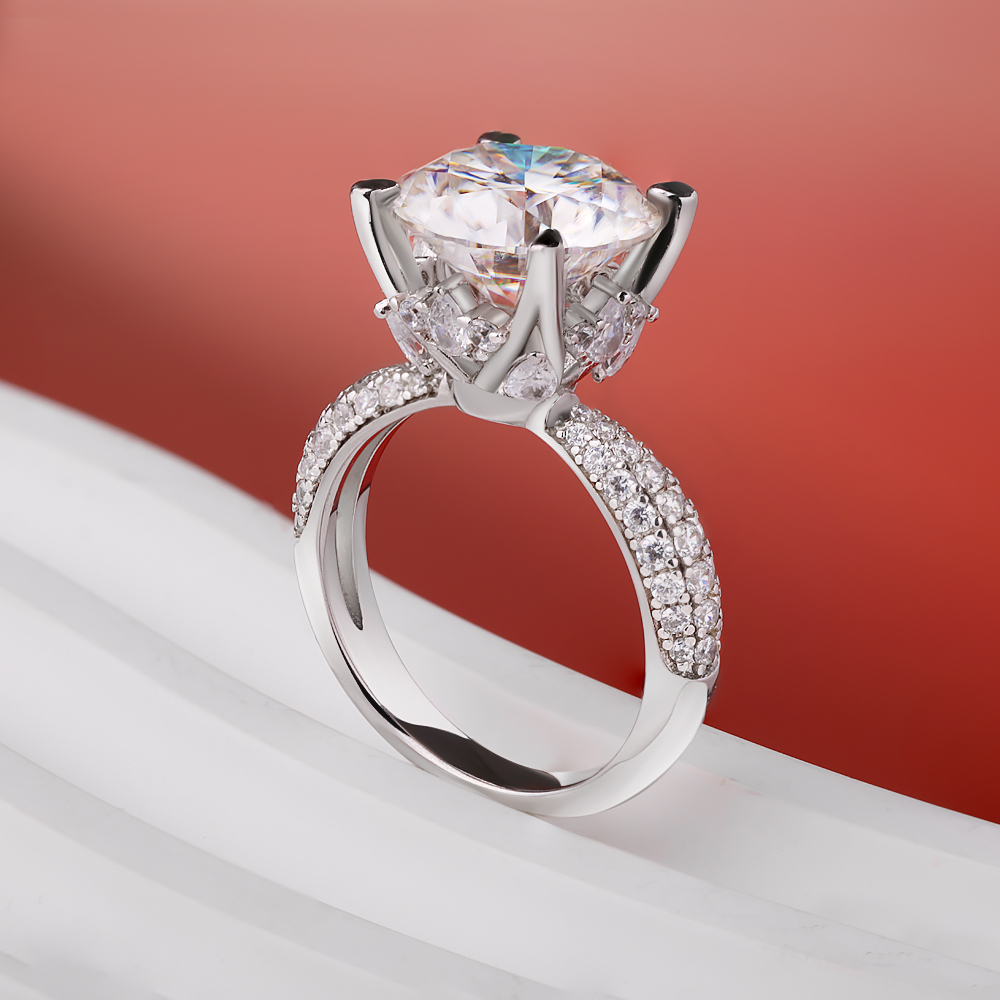 BXINY D Renk 5CT Mozanit Yüzük - Moissanite Engagement Ring 1 Carat incelemesi ve fiyatı