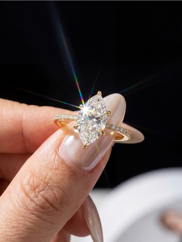 Gerçek 2ct Gerçek Mozanit Pırl - Moissanite Engagement Ring 1 Carat incelemesi ve fiyatı