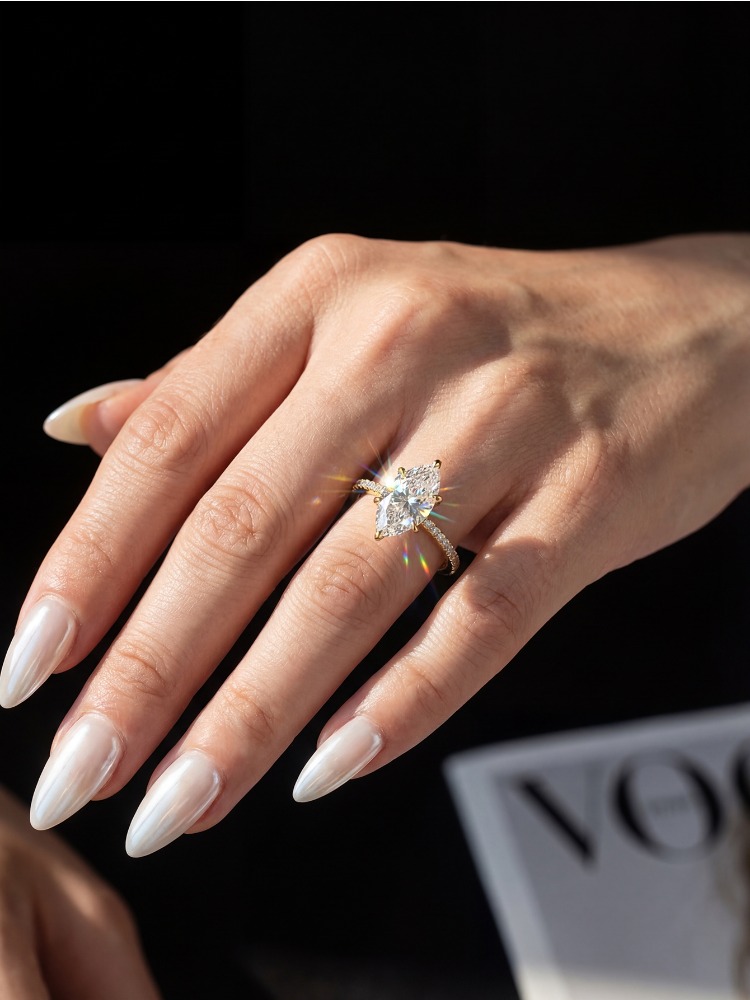Gerçek 2ct Gerçek Mozanit Pırl - Moissanite Engagement Ring 1 Carat incelemesi ve fiyatı