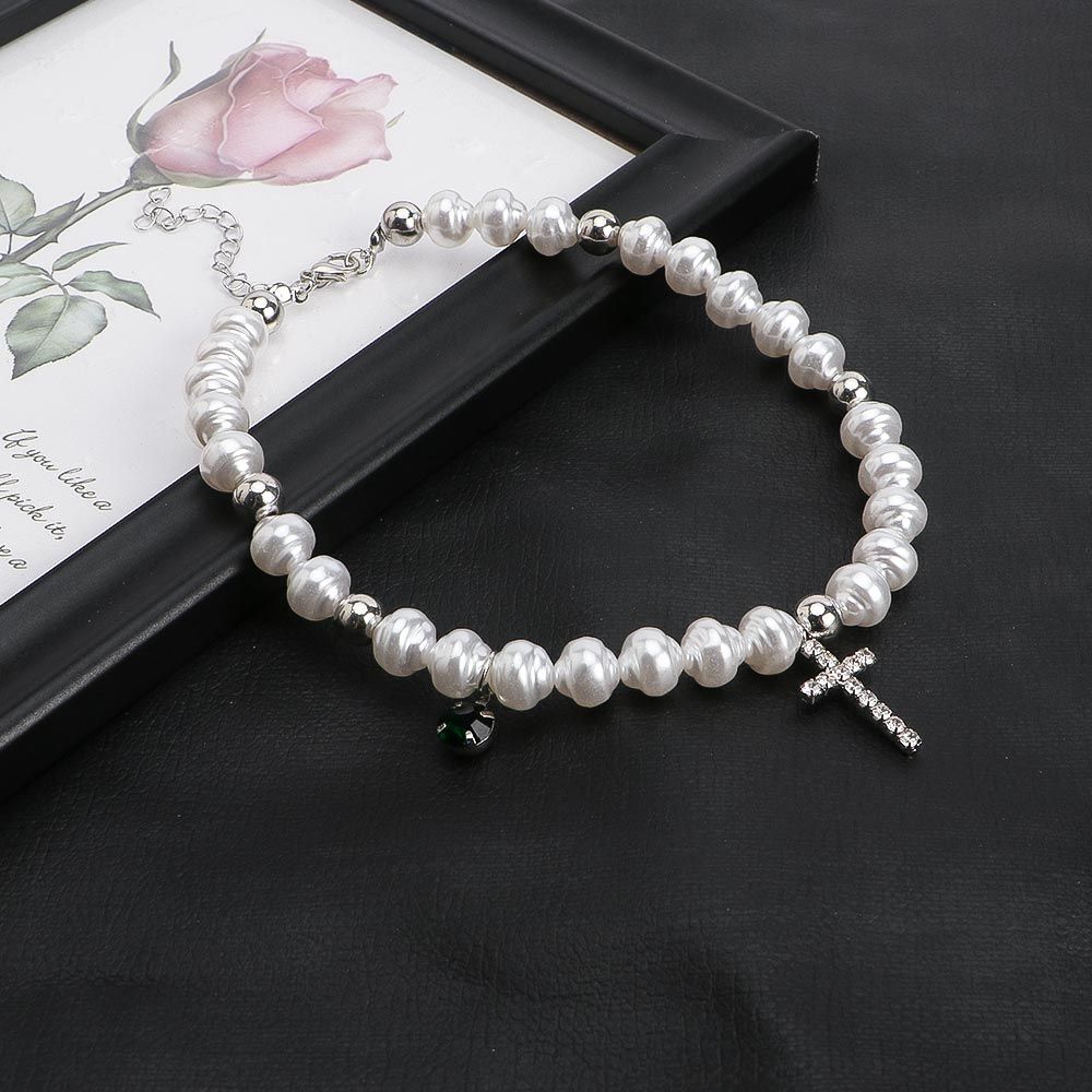 Vintage kolye kristal çapraz m - Pearl Choker Necklace Vintage incelemesi ve fiyatı
