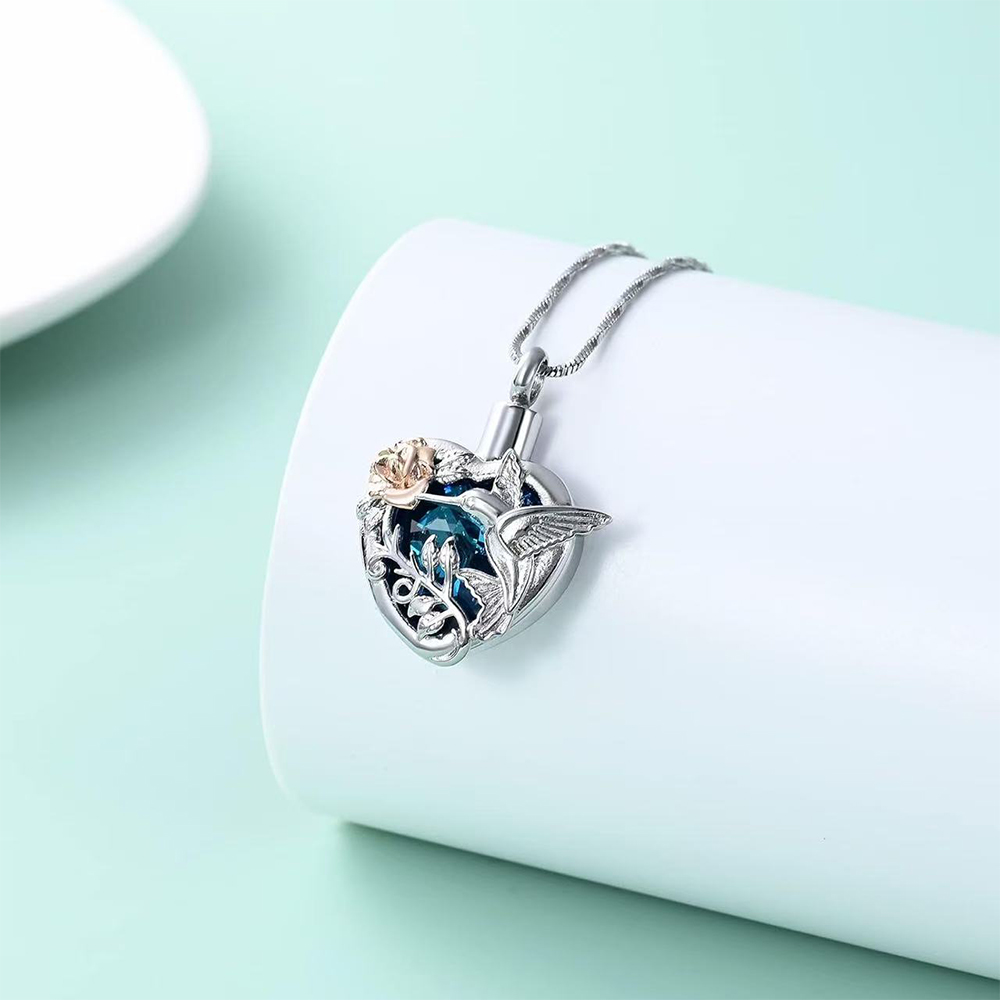 Sinek kuşu kalp Urn madalyon k - Heart Locket Necklace Photo incelemesi ve fiyatı