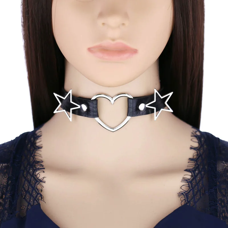 Decopunk Punk PU Deri Kalp Yıl - Goth Punk Spike Choker incelemesi ve fiyatı