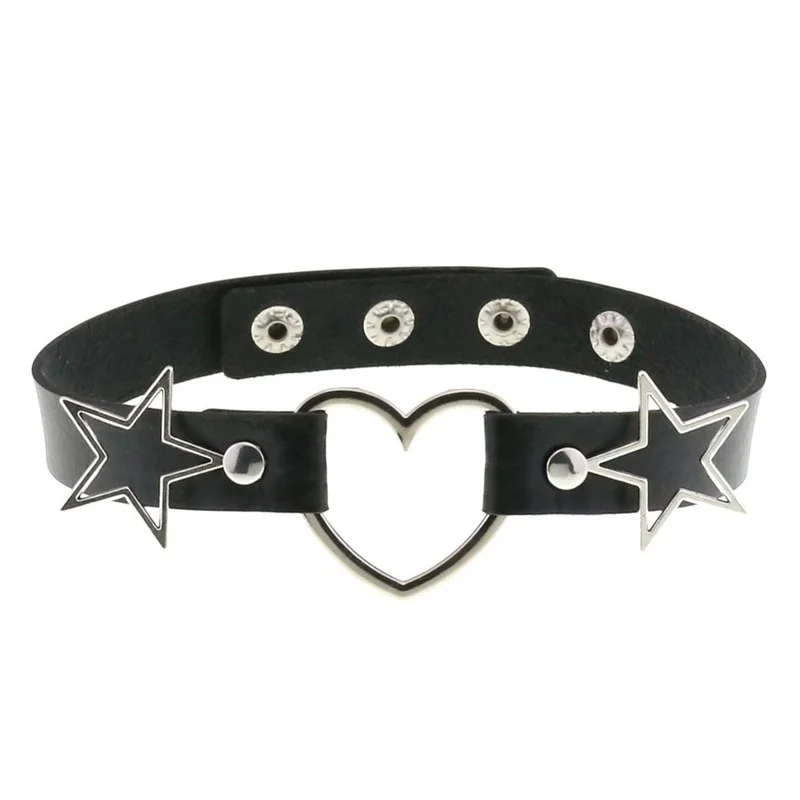 Decopunk Punk PU Deri Kalp Yıl - Goth Punk Spike Choker incelemesi ve fiyatı