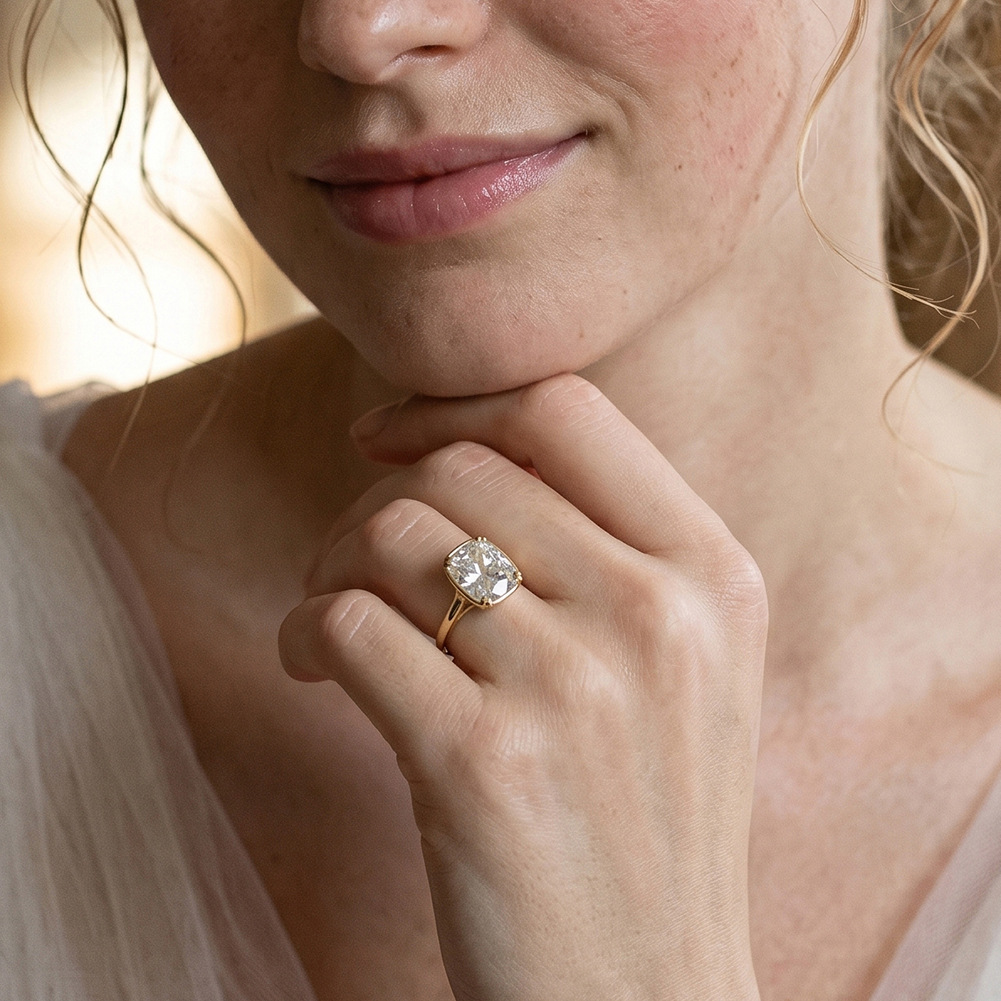 S925 Ayar Gümüş 1 Karat Kare M - Moissanite Engagement Ring 1 Carat incelemesi ve fiyatı