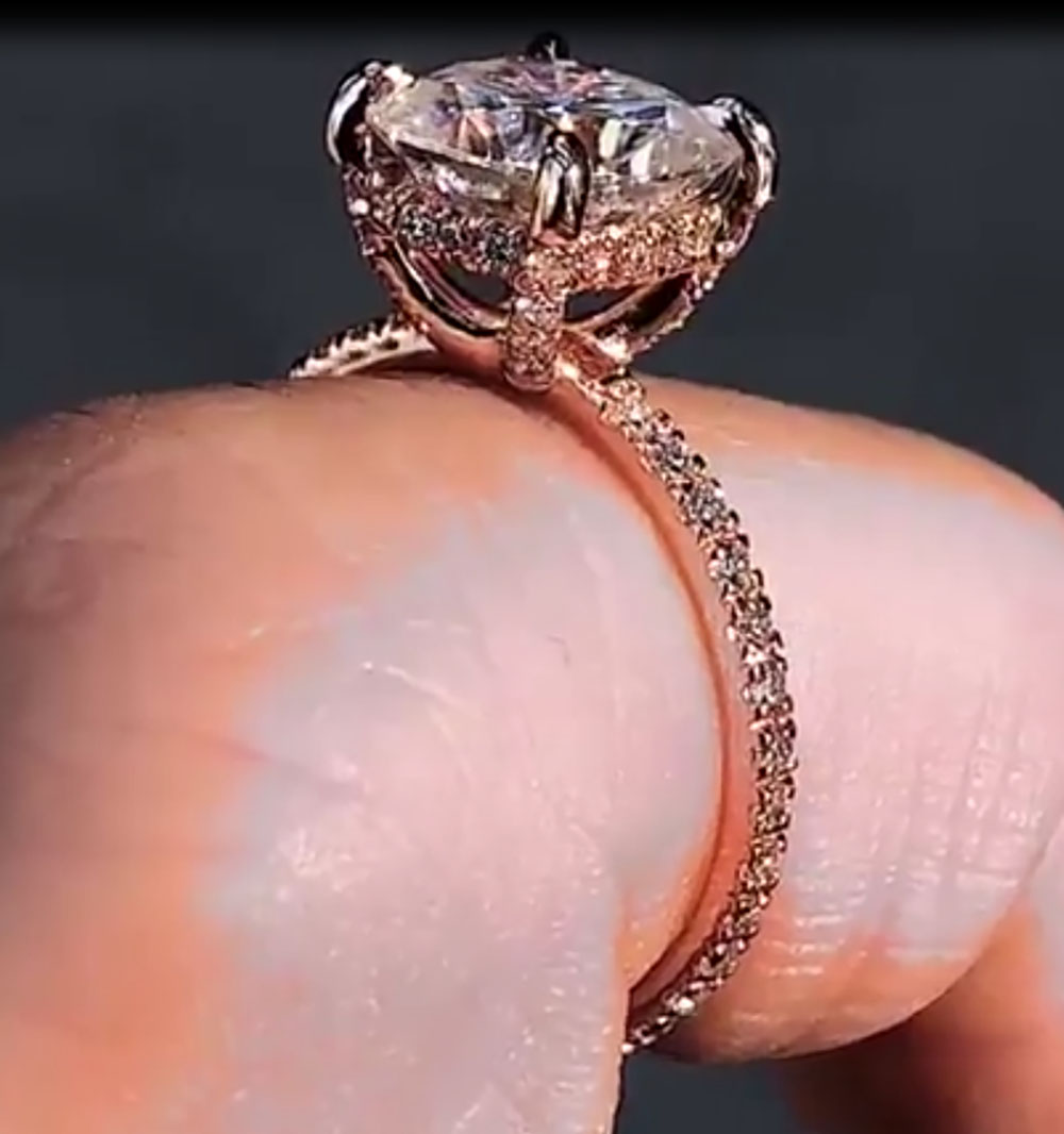 Özel Tasarım 14 Ayar Gül Altın - Moissanite Engagement Ring 1 Carat incelemesi ve fiyatı