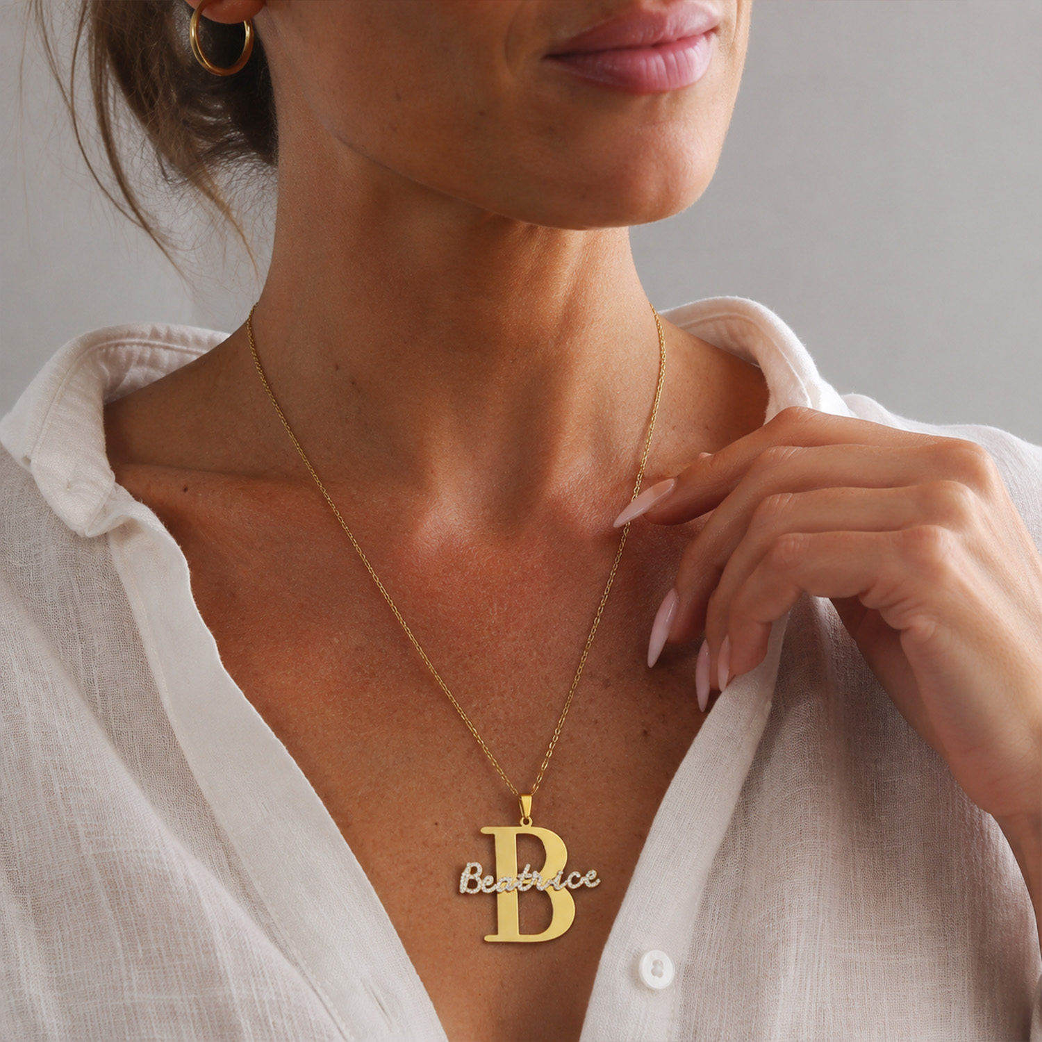 Qitian Özel Tasarım Elmas Harf - Initial Letter Necklace 18K Gold incelemesi ve fiyatı