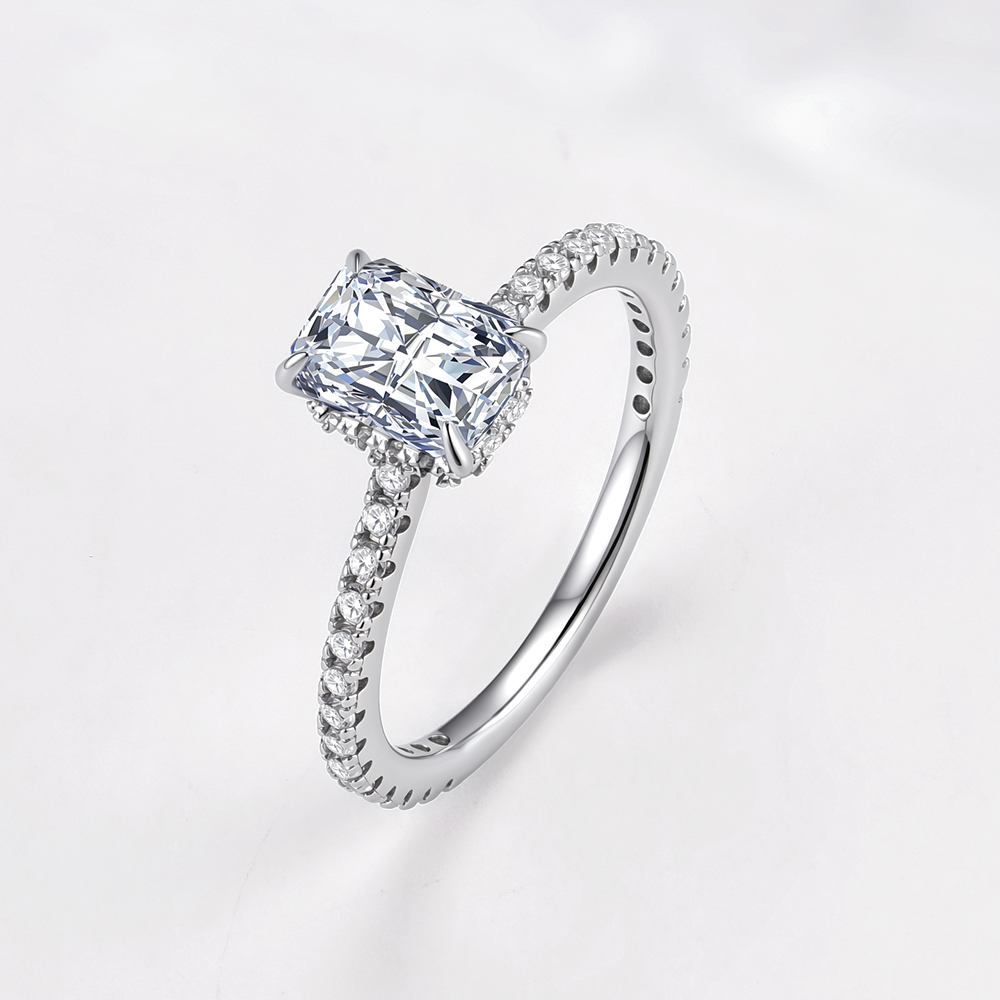 S925 Ayar Gümüş Sade Dört Çata - Moissanite Engagement Ring 1 Carat incelemesi ve fiyatı