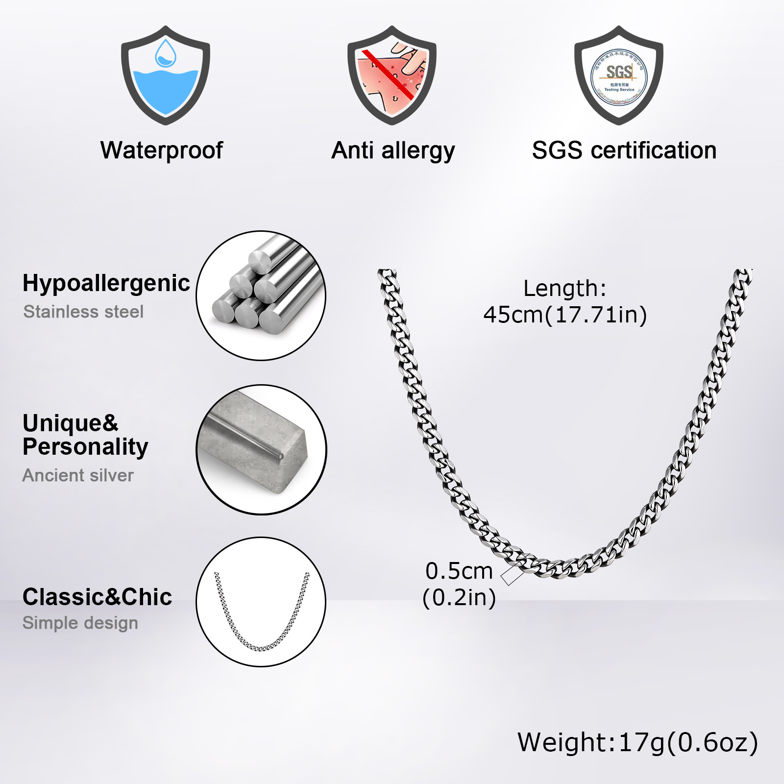 Erkekler ve Kadınlar için Klas - Cuban Link Chain 12Mm incelemesi ve fiyatı
