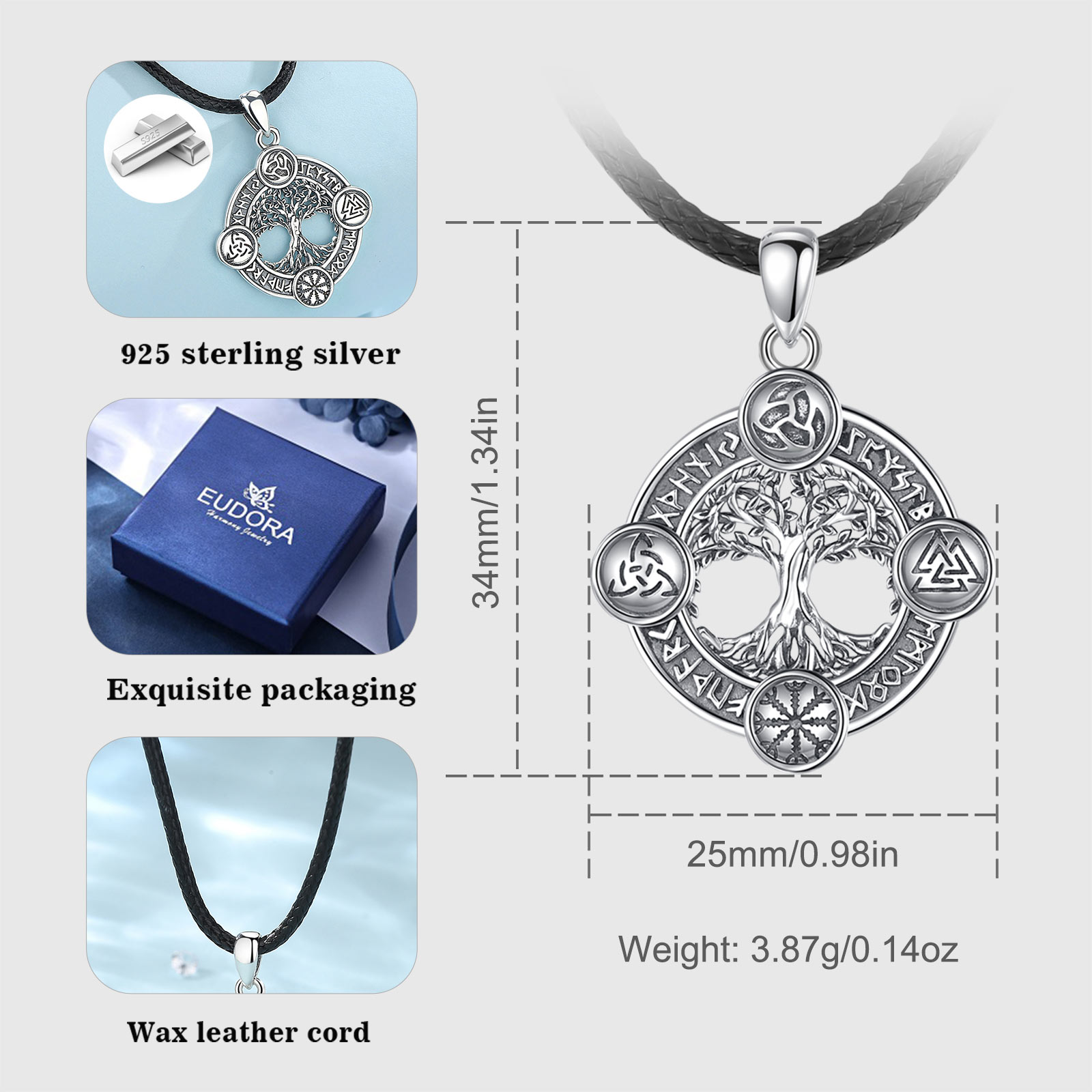 Eudora 925 Ayar Gümüş Hayat Ağ - 925 Sterling Silver Chain Necklace Men incelemesi ve fiyatı