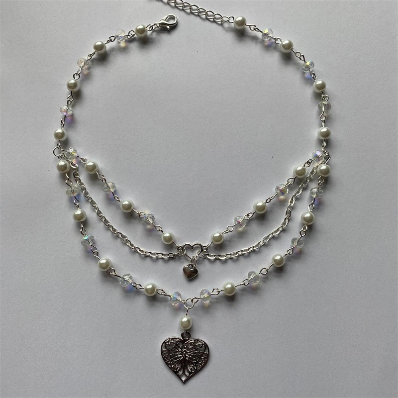 Kadınlar için kelebek kalp inc - Pearl Choker Necklace Vintage incelemesi ve fiyatı