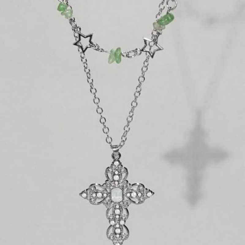 2 parçalı Y2K çift katmanlı ko - Layered Pendant Necklace Aesthetic incelemesi ve fiyatı