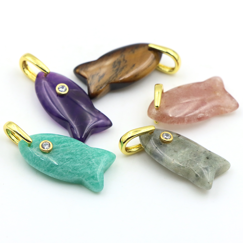 26mm Balık Şeklinde Doğal Taş  - Crystal Pendant Necklace Natural Stone incelemesi ve fiyatı