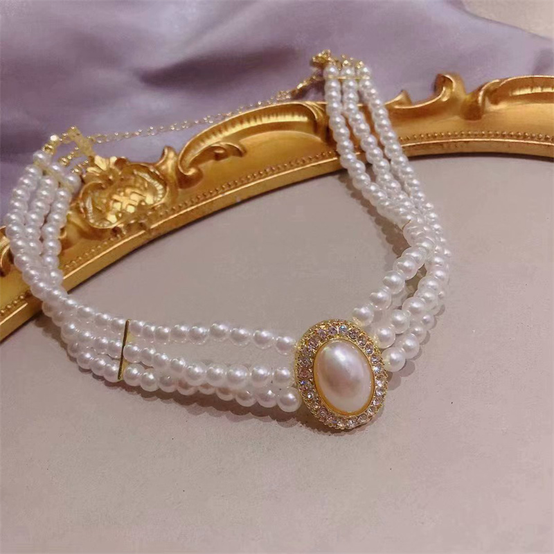 Lüks Vintage Üç katmanlı İmita - Pearl Choker Necklace Vintage incelemesi ve fiyatı