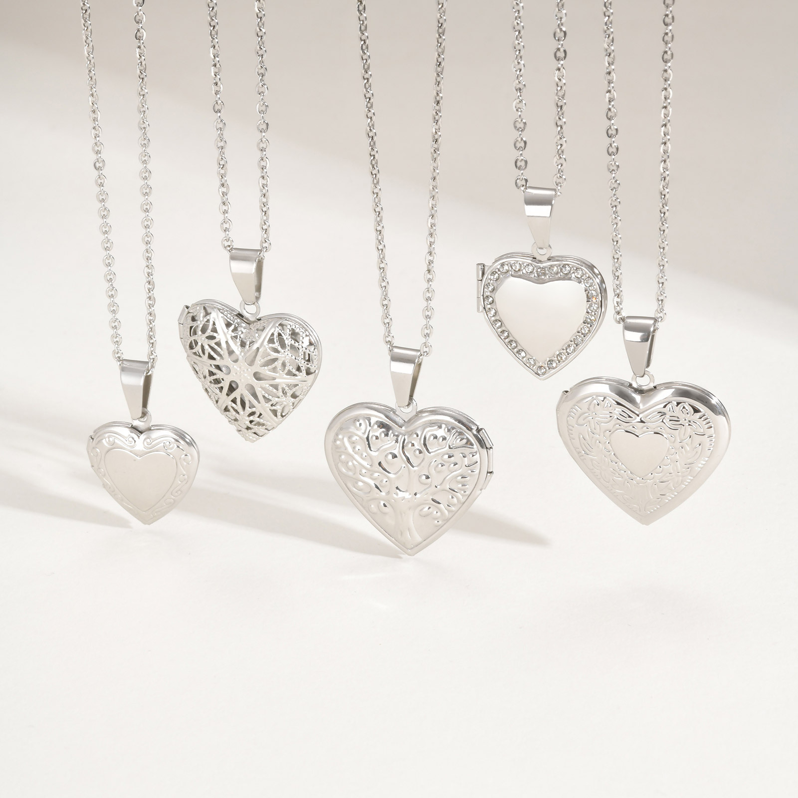 Vnox Asla Solmaz Gümüş Renk Pa - Heart Locket Necklace Photo incelemesi ve fiyatı